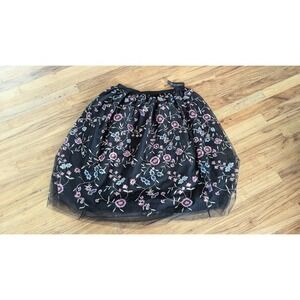 See You Monday Floral Embroidered Tulle Skirt‎ Party Black XL